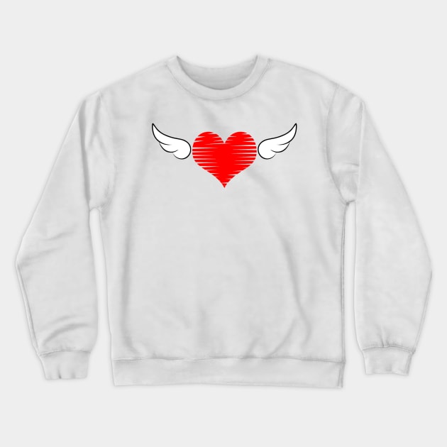 winged red heart 01 White Crewneck Sweatshirt by Korvus78